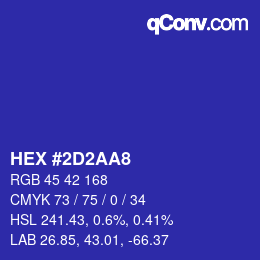 Color code: HEX #2D2AA8 | qconv.com