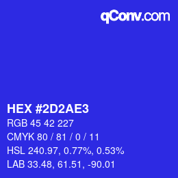 Color code: HEX #2D2AE3 | qconv.com