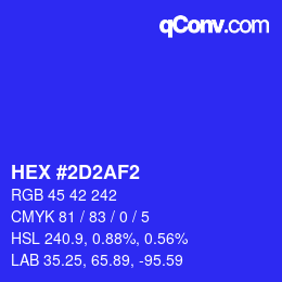 Color code: HEX #2D2AF2 | qconv.com