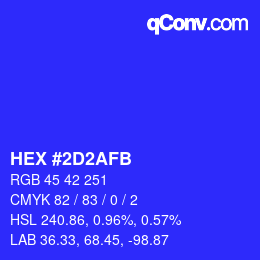 Color code: HEX #2D2AFB | qconv.com