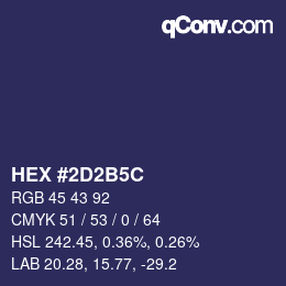 Color code: HEX #2D2B5C | qconv.com