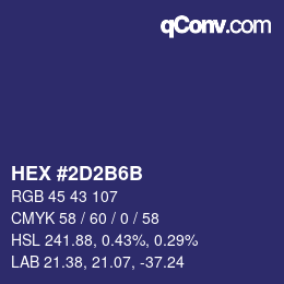 Color code: HEX #2D2B6B | qconv.com