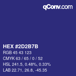 颜色代码: HEX #2D2B7B | qconv.com