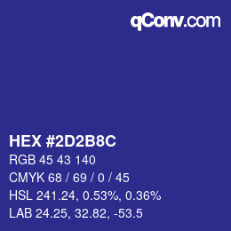 Farbcode: HEX #2D2B8C | qconv.com