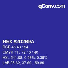 Color code: HEX #2D2B9A | qconv.com