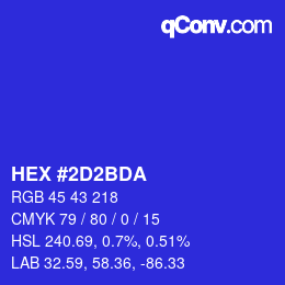 颜色代码: HEX #2D2BDA | qconv.com