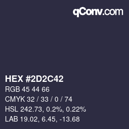 Color code: HEX #2D2C42 | qconv.com
