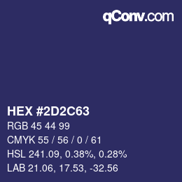 Farbcode: HEX #2D2C63 | qconv.com