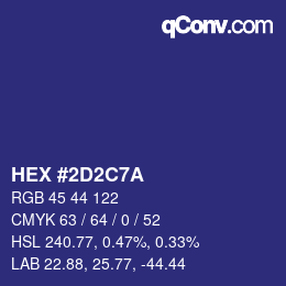 Farbcode: HEX #2D2C7A | qconv.com