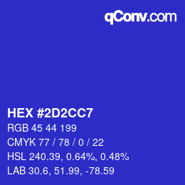 カラーコード: HEX #2D2CC7 | qconv.com