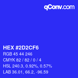 Color code: HEX #2D2CF6 | qconv.com