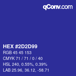 カラーコード: HEX #2D2D99 | qconv.com