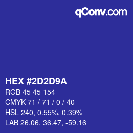 Color code: HEX #2D2D9A | qconv.com