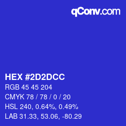 Color code: HEX #2D2DCC | qconv.com