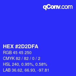 Color code: HEX #2D2DFA | qconv.com