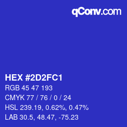 Código de color: HEX #2D2FC1 | qconv.com