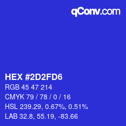カラーコード: HEX #2D2FD6 | qconv.com