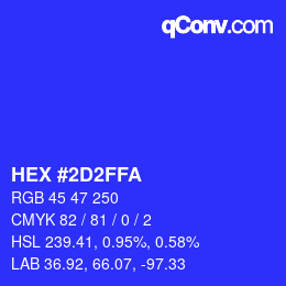 Color code: HEX #2D2FFA | qconv.com