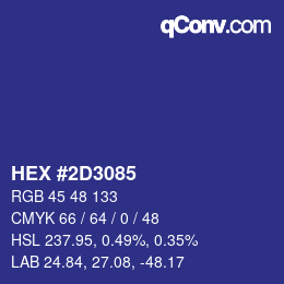 Color code: HEX #2D3085 | qconv.com
