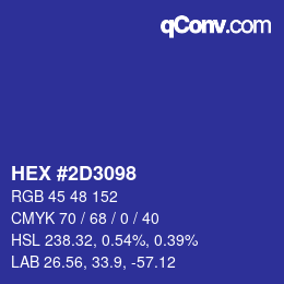 Color code: HEX #2D3098 | qconv.com