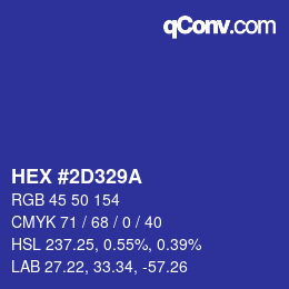 カラーコード: HEX #2D329A | qconv.com