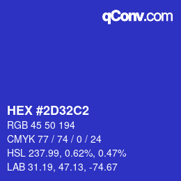 カラーコード: HEX #2D32C2 | qconv.com