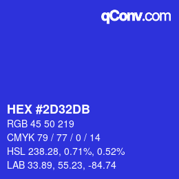 カラーコード: HEX #2D32DB | qconv.com