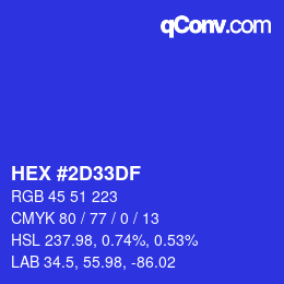 Color code: HEX #2D33DF | qconv.com