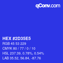 Color code: HEX #2D35E5 | qconv.com