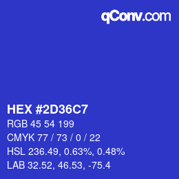 カラーコード: HEX #2D36C7 | qconv.com