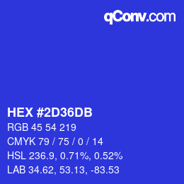 カラーコード: HEX #2D36DB | qconv.com