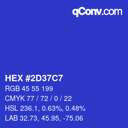 カラーコード: HEX #2D37C7 | qconv.com