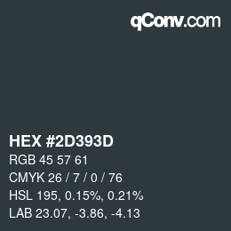 Code couleur: HEX #2D393D | qconv.com