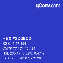 カラーコード: HEX #2D39C2 | qconv.com