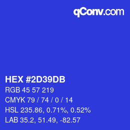 カラーコード: HEX #2D39DB | qconv.com
