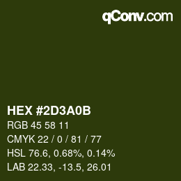 Color code: HEX #2D3A0B | qconv.com