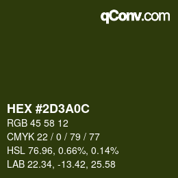 Color code: HEX #2D3A0C | qconv.com