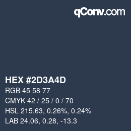 Color code: HEX #2D3A4D | qconv.com