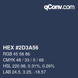 Color code: HEX #2D3A56 | qconv.com