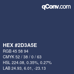 Code couleur: HEX #2D3A5E | qconv.com
