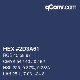 Color code: HEX #2D3A61 | qconv.com