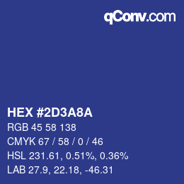 Color code: HEX #2D3A8A | qconv.com
