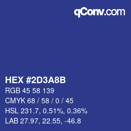 颜色代码: HEX #2D3A8B | qconv.com