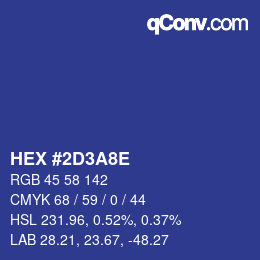 Color code: HEX #2D3A8E | qconv.com