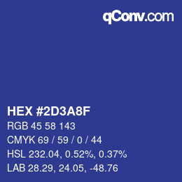 カラーコード: HEX #2D3A8F | qconv.com