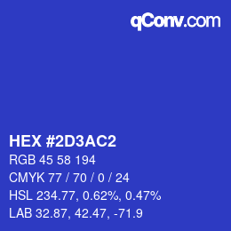 Farbcode: HEX #2D3AC2 | qconv.com