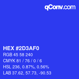 Color code: HEX #2D3AF0 | qconv.com