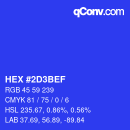 カラーコード: HEX #2D3BEF | qconv.com