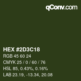 Color code: HEX #2D3C18 | qconv.com