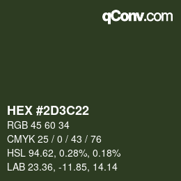 Color code: HEX #2D3C22 | qconv.com